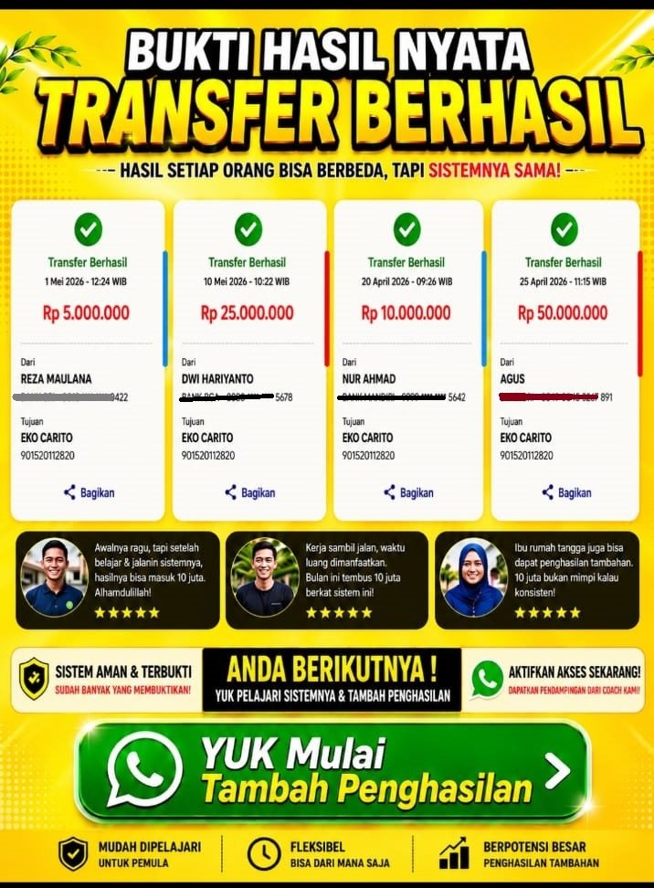 Bukti Transfer Rp 10 Juta